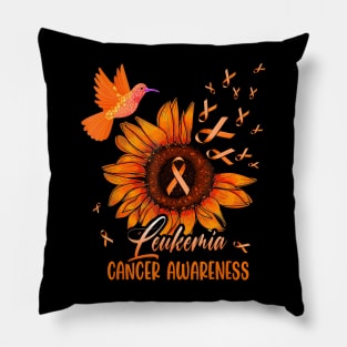 Hummingbird Orange Sunflower Leukemia Cancer Awareness Pillow