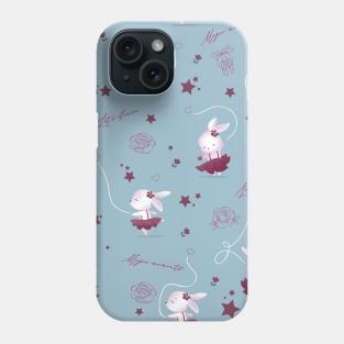 Magic moments with cute bunnies blue Phone Case