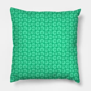 Retro Inspired D20 Circles Seamless Pattern - Aqua Green Pillow