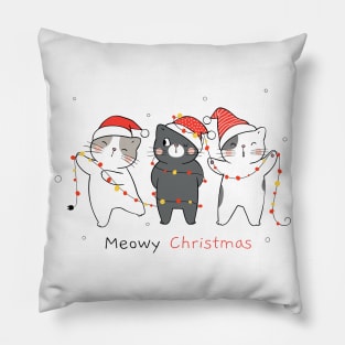 Meowy Christmas Pillow