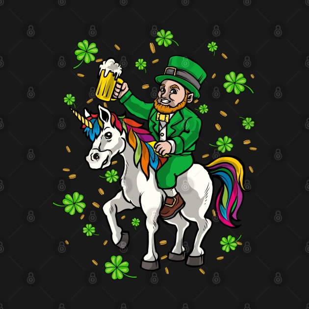 St Patricks Day Shirt, Leprechaun Unicorn Irish T-shirt by Beloria_Tees