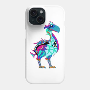 gastornis dinosaur bird in ecopop totonac tribal pattern wallpaper colors Phone Case