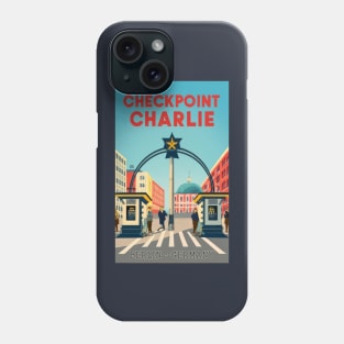 A Vintage Travel Art of Checkpoint Charlie in Berlin - Germany Phone Case