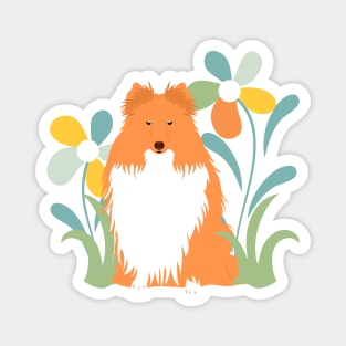 Shetland Sheepdog and Flower Magnet