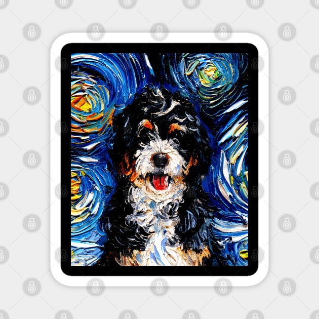 Bernedoodle Night (Portrait) Magnet by sagittariusgallery