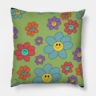 happy pop art flowers Pillow