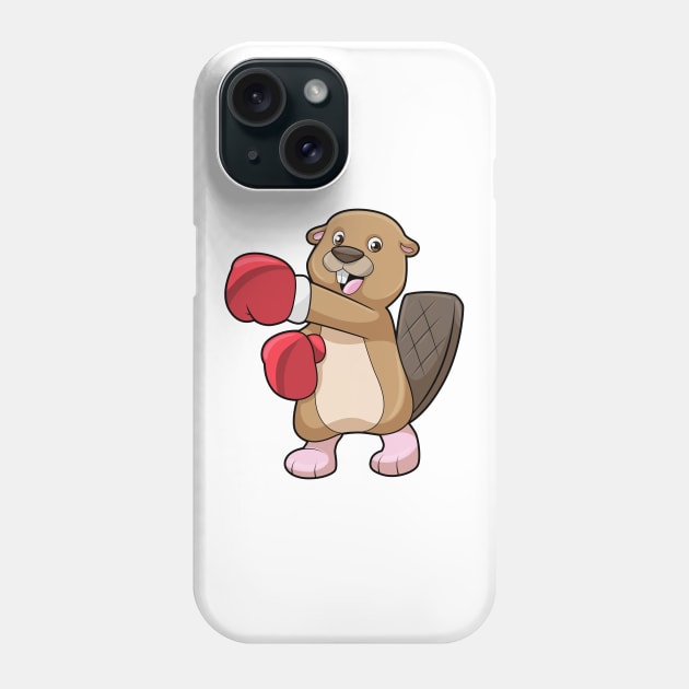 Beaver at Boxing with Boxing gloves Phone Case by Markus Schnabel