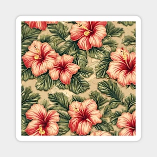 Hibiscus flowers retro style Magnet