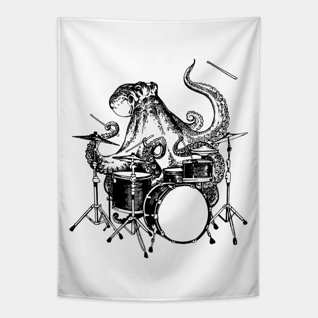 SEEMBO Octopus Playing Drums Drummer Drumming Band Tapestry by SEEMBO