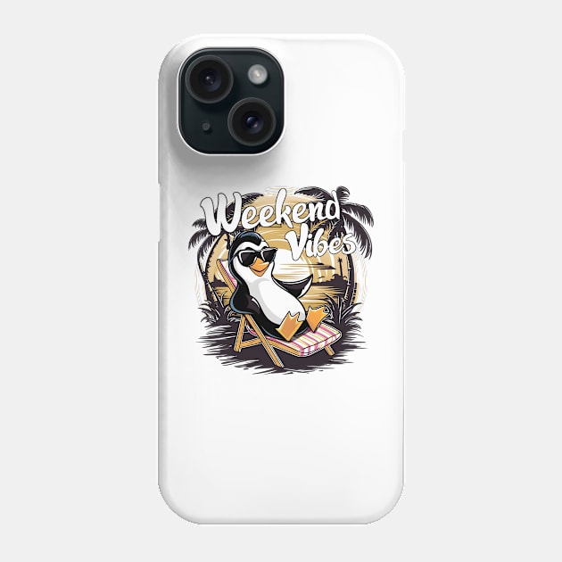 weekend vibes penguin Phone Case by Japanese Fever