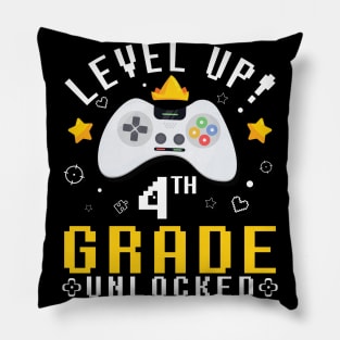 Gamer Fans Students Level Up 4th Grade Unlocked First Day Of School Pillow