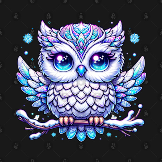 Owl Winter Snow Bird Kawaii Chibi Cute Animal by Lavender Celeste