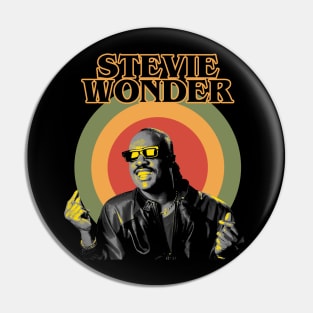 Stevie Wonder Retro Aesthethic Grey Pin