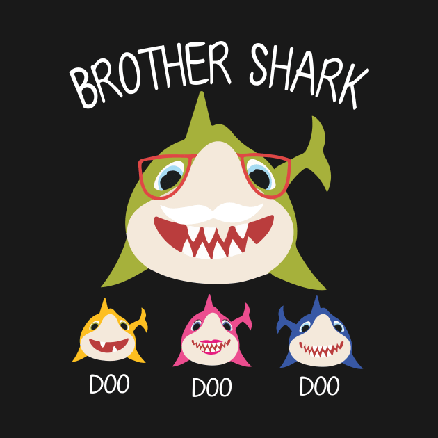 Sharks Swimming Together Happy Father Day Brother Shark Doo Doo Doo Sister Cousin by DainaMotteut