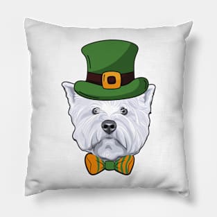 Cute Westie Irsih Terrier Dog St Patricks Day Funny Pillow