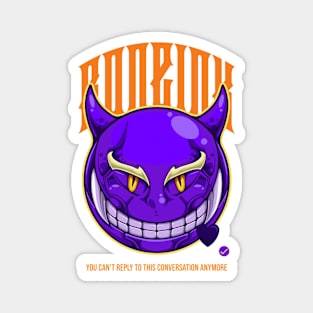 Violet Evil Emoji With Funny Text Smiling Smirking Grinning Magnet