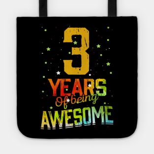 3th Anniversary Gift Vintage Retro 03 Years Of Being Awesome Gifts Funny 3 Years Birthday Girl Boys Kids Tote