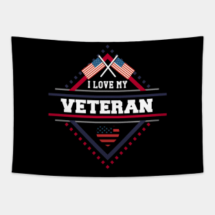 Patriotic I Love My Veteran Military Family Tapestry