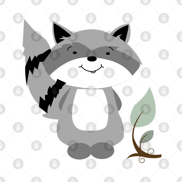 Enchanted Forest Raccoon Cartoon Animal by JessDesigns