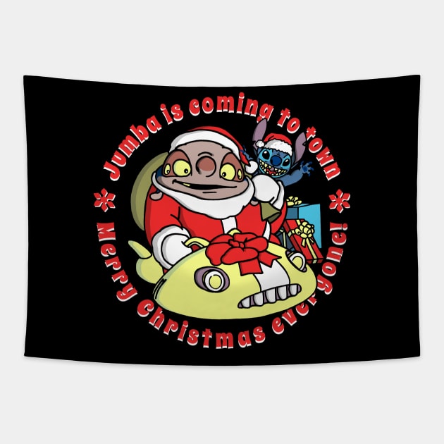 Merry Xmas! Jumba and Stitch are coming to town Tapestry by ManicMonkeyPix