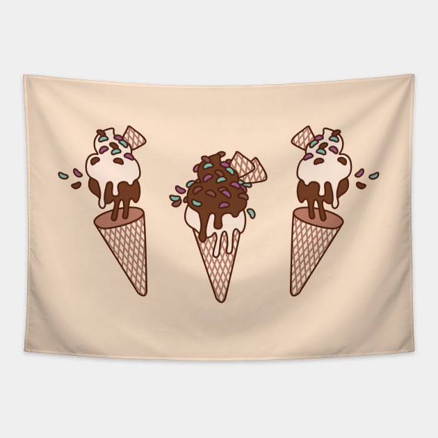 Chocolate Party Ice Cream Tapestry by XOOXOO