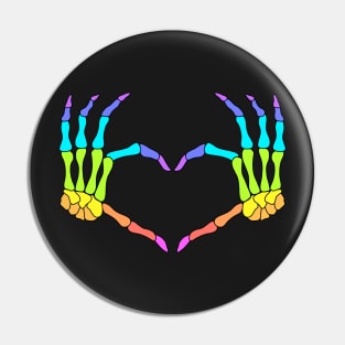 Rainbow Skeleton Hands in a Heart-Shape Pin