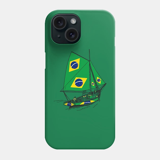 Vintage Brazil Flag Galleon Ship Sailor Team of Brazil Pride | Support Brazil Country Phone Case by Mochabonk