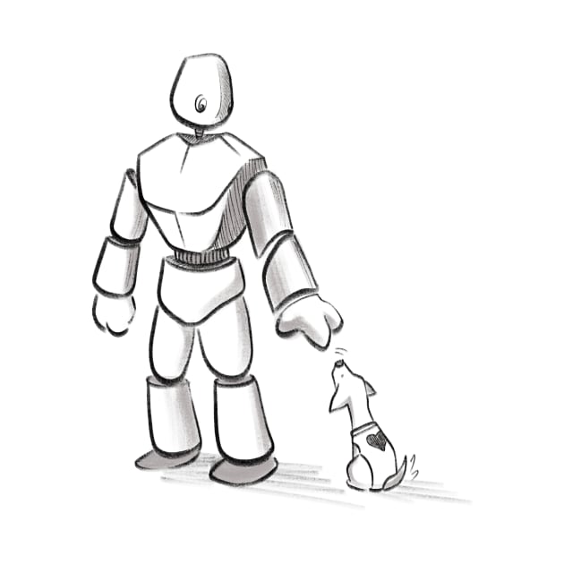 Robot with puppy by Jason's Doodles