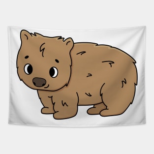 Fluffy isolated cute outline brown Australian Common wombat Tapestry