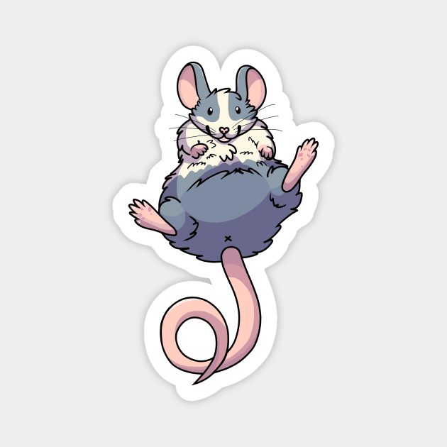 Chubby Mouse/Rat- Blue and White Magnet by Catbreon