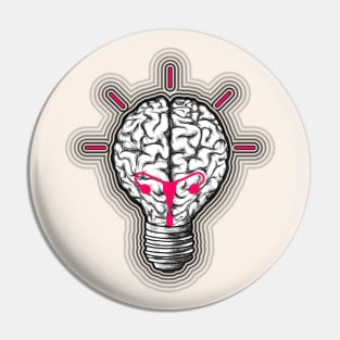 Light bulb brain, feminine creative idea, feminine thinking power, pink Pin