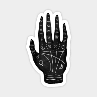 Palm Reading Chart - Black on White Magnet