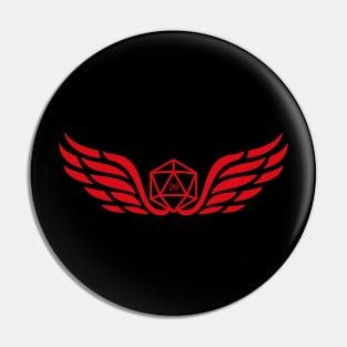 Polyhedral D20 Dice with Wings Tabletop RPG Pin