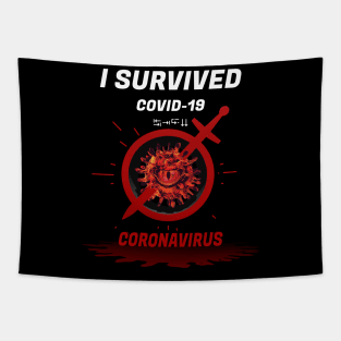 I SURVIVED COVID 19 | defeated coronavirus | Design coronavirus | stop CORONA Tapestry