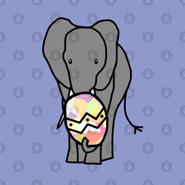 Grey Elephant Holding Big Easter Egg by ellenhenryart