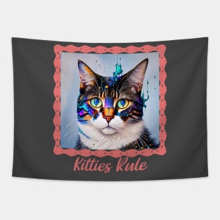 Kitties Rule (color paint splash cat) Tapestry