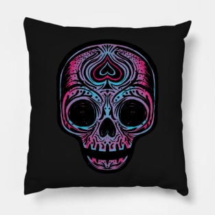 Sugar Skull - Pink Blue Pillow