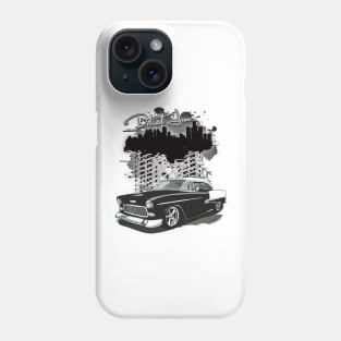 1955 Black Chevy Bel Air Detroit Iron Print Phone Case