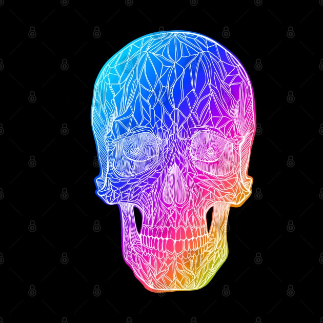 Stained glass skull design - inverted rainbow with white line version by DaveDanchuk