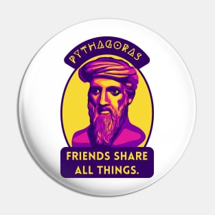 Pythagoras Portrait and Quote Pin