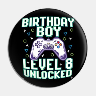 8th Birthday  Video Gamer Gaming 8 Years Old Bday Pin