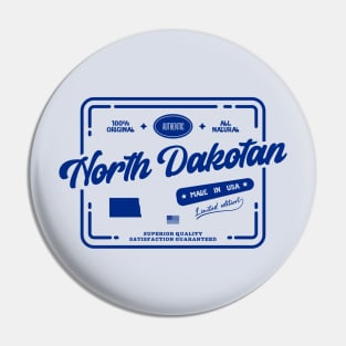 Original North Dakotan Cool Vintage Dark Stamp Print North Dakota Resident Gift Pin