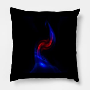 Digital collage and special processing. Source of energy. Sci-fi. Red and blue. Contrast. Pillow