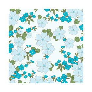 Blue Flowers, Floral Pattern, Pattern Of Flowers T-Shirt