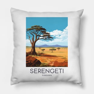 A Pop Art Travel Print of the Serengeti National Park - Tanzania Pillow