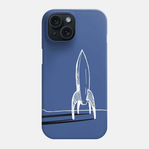 Super Retro Classic Rocket Line Art T-Shirt Phone Case by callingtomorrow