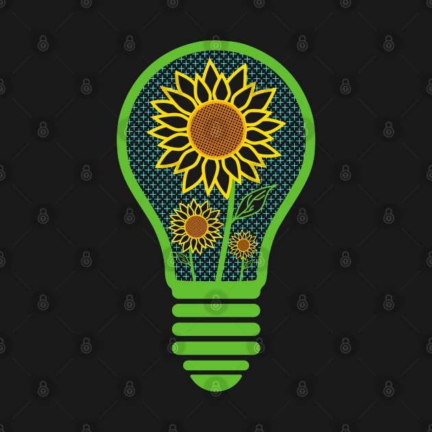 Sunflower Light Bulb Outline,  Blooming Flowers by JahmarsArtistry - APA