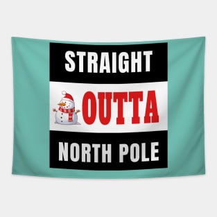 Straight Outta North Pole Cute Funny Cartoon Snowman Gift Tapestry