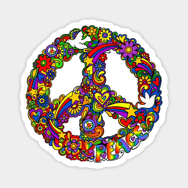 Rainbow Peace Sign Magnet by AlondraHanley