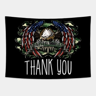 Thank You Veterans day Eagle Flag Tapestry